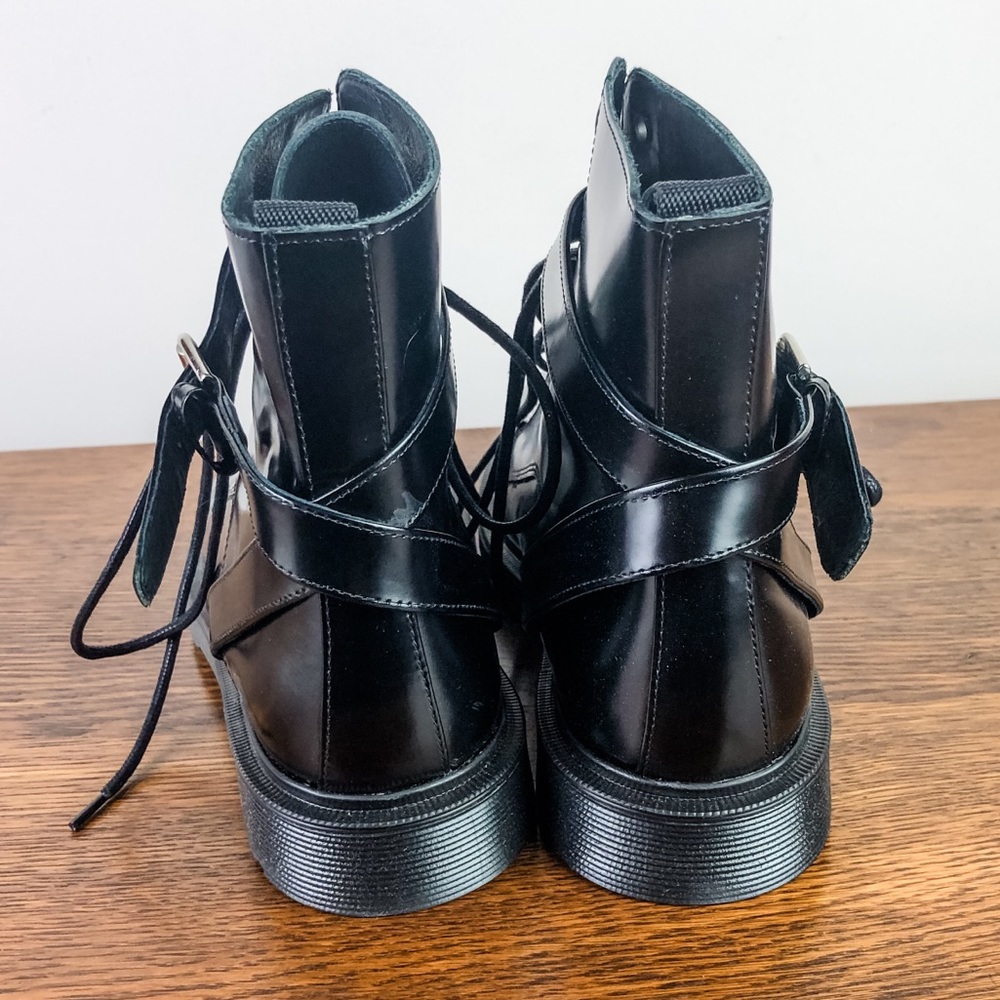 MAJE • Frank Polished Black Leather Combat Boots - Picture 4 of 11